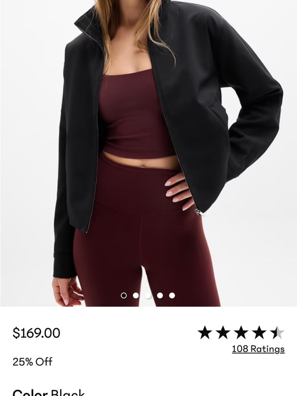 Athleta Black Women's Zip Bomber Jacket